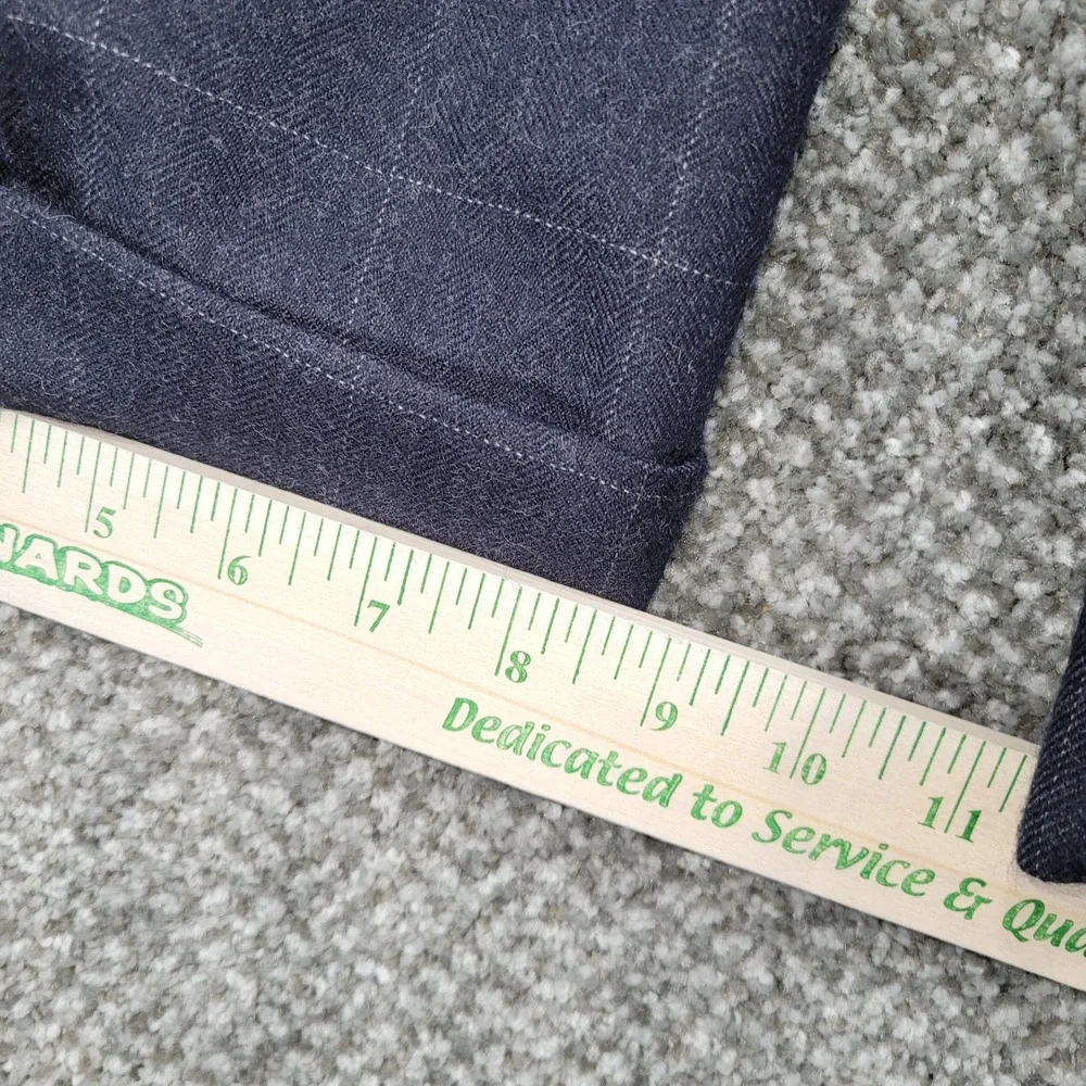 Warren Scott Mens 44L Suit Pure Wool Windowpane Charcoal Grey 2 Button Pleated